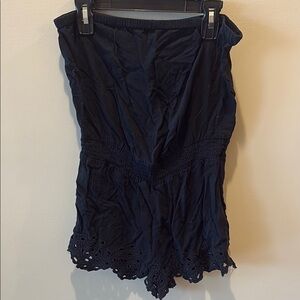 Aerie Women's Black Lace Trim Romper